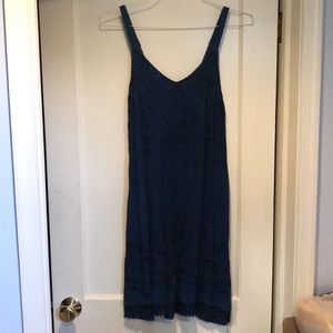 Navy blue handmade dress with beading WITH TAGS